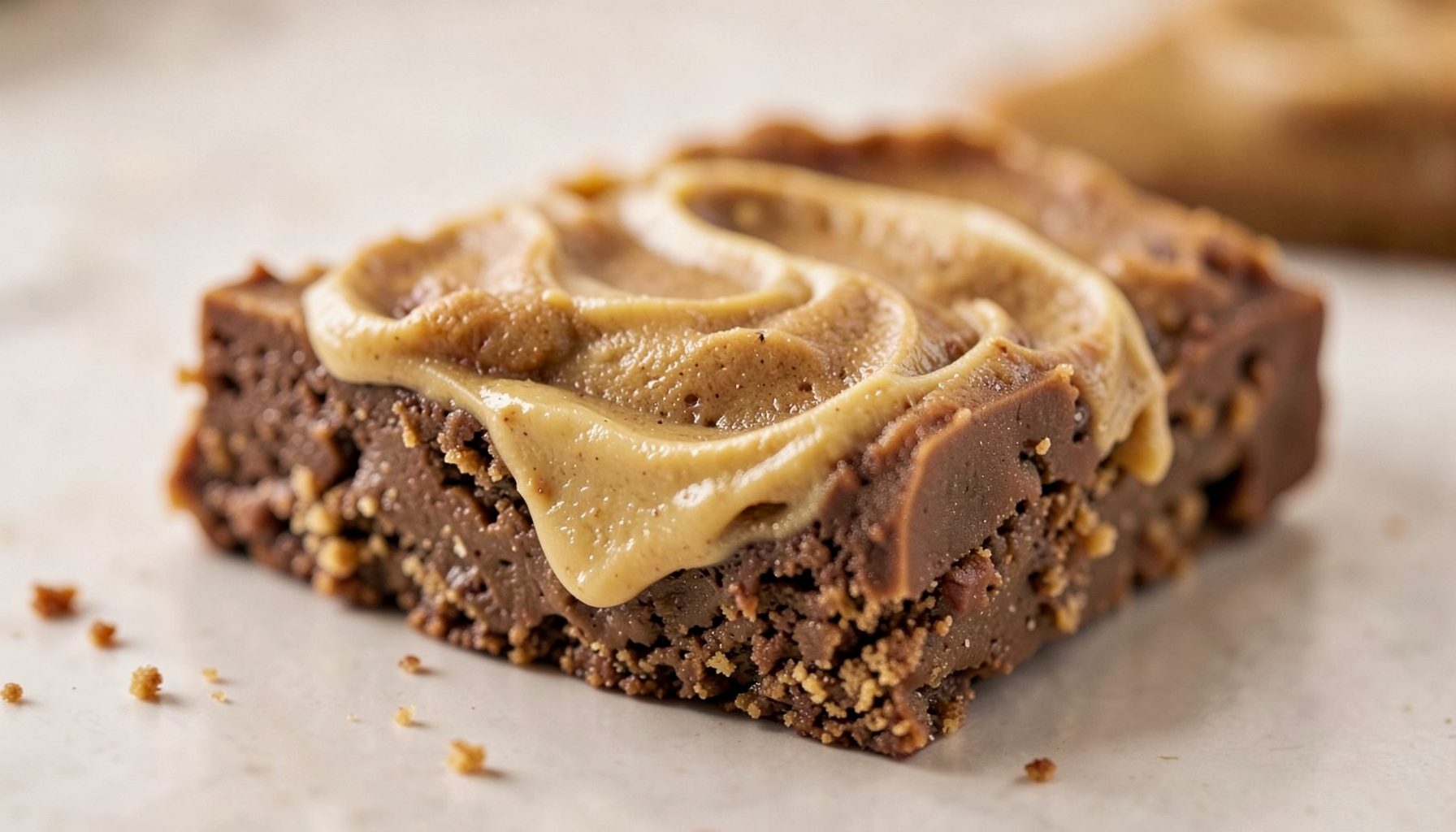 Golden-brown cookie butter chocolate bar with creamy swirls, indulgent and comforting